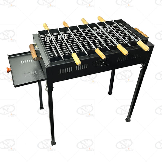 NE GRILLS - Classic advance charcoal barbecue grill with 8 skewers, 1 ss grill, and 1 coal tray (made in india)
